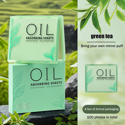 {Winter4} 100 Sheets/Box Oil-Absorbing Paper With Mirror & Puff Portable Oil-Holding Bamboo Charcoal Paper For Makeup