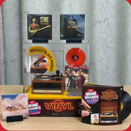 ZURU Mini Brands Really Works Vinyl Capsule Blind Box Unbox Music Vinyl Playset Fully Working Miniature Record Player Mini Vinyl