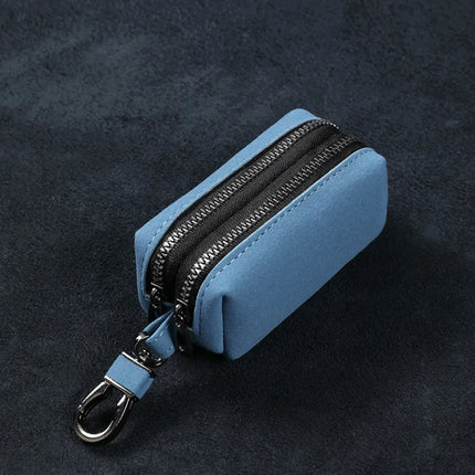 Fashion Single/Double Zipper Key Storage Bag Simple Elegant PU Leather Wallet Bag Large-Capacity Key Holder Organizer Case