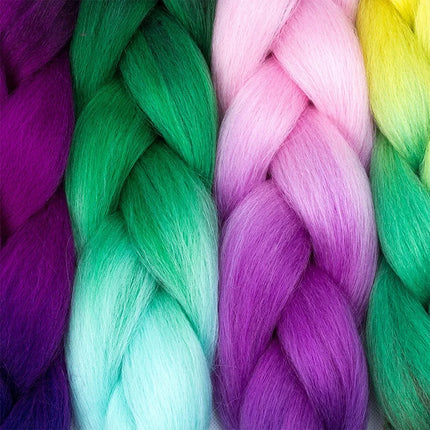 Synthetic Jumbo Braids Hair 24Inch Braiding Hair Extensions Ombre Fake Hair For Crochet Box Braid Blue Purple for Women