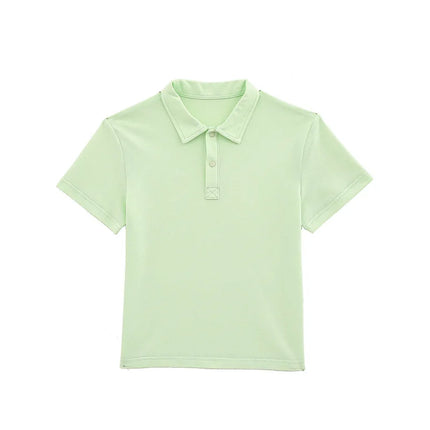 New Boys' Polo Shirt Thin Short Sleeve Mid to Large Boys' Summer Clothes Flip Collar Half Sleeve T-shirt Children's Pure Cotton
