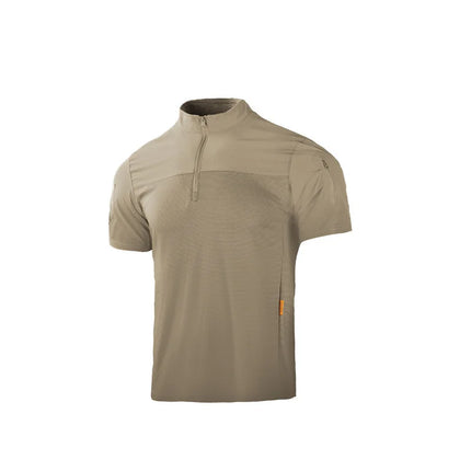 Men's Tactical Frog Shirt Short Sleeve Quick Dry Stand Collar Camo Combat Top Outdoor Hiking Training Breathable T-Shirt