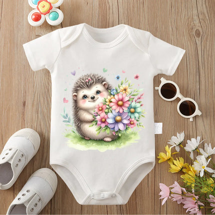 100% Cotton Bodysuit Retro Hedgehog Likes Rainy Day Onesie Comfortable Cloths for Baby Jumpsuit for 0 To 12 Months Newborn
