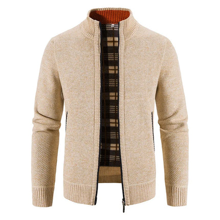 Men's Thickened Woolen Cardigan Coat Zipper Collar Knitted Sweater Autumn Winter New Style Fashion Urban Youth Casual Knitwear