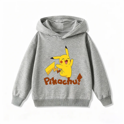 New Arrival Pikachu Print Kids Hoodie, Unisex Boys Girls Clothes, Warm Hooded Sweatshirt for Autumn Winter
