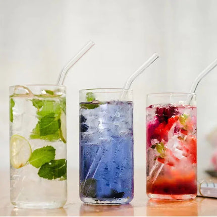1-10Pcs Reusable Smoothie Glass Straw, Clear Drinking Straws for Smoothie Milkshakes Environmentally Friendly Drinkware Straw