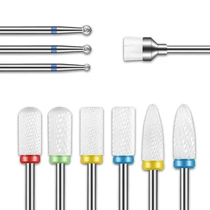 13PC Nail Polish Head Milling Cutter Set, Used for Nail Beauty Deburring Gel Dead Skin, Automatic Polishing Machine Accessories