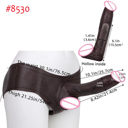 FAAK Wearable Black Penis Sleeve Silicone Panties Strap On Dildo Harness Hollow Dildo Realistic Cock Enlarger Sex Toys For men