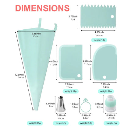 15Pcs/Set Pastry Sleeves Bags Reusable Confectionery Nozzles Piping Pocket DIY Cream Squeezing Leak Bag Cake Bakery Supplies