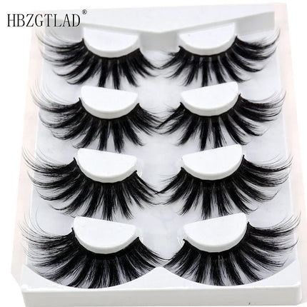 4 pairs of natural mink eyelashes 25mm eyelashes handmade eyelashes extended false eyelashes