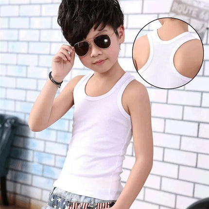 Children's Vests T-shirts Summer Boys Girls Cotton Sports Tops Waistcoat Solid Color Casual Kids Vest