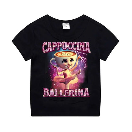 Funny T-shirt Italian Brainrot Tralalero Tralala  Animals Kids T-shirt Short Sleeve Tops Children Meme Cute Tee Summer Clothing