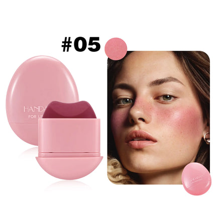 HANDAIYAN 5-Color Matte Pink Pebble Blush Waterproof & Sweat-Resistant Easy Application Dual-Use for Lips & Cheeks