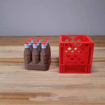 3D Printed Soda Crate Clicker Keychain Funny Plastic Drink Carrier Keyring Lifelike Novelty Squeeze Fidget Backpack Pendant