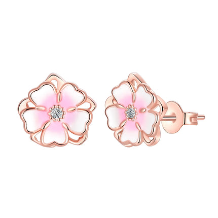 Original Earrings 925 Silver Fruit Series Cherry Strawberry Hoop Earrings Ear Studs Zircon Making Jewelry for Women Girl Party