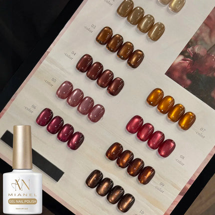 MIANEL 12ML Burning Love Cat Eye Gel Polish 2025 New Arrival - Brightening Dragon Fruit Pink with Glass Bead Cat Eye Nail Art