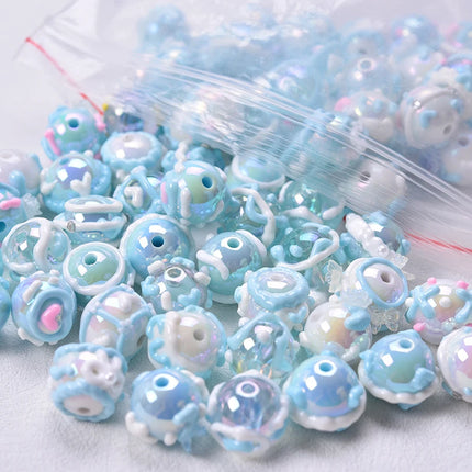 Mixed Cartoon Mini Cake Ice Cream Charms Bulk Random Hand Painted Angel Wing Heart Hot-air Balloon Spacer Beads Jewelry Making
