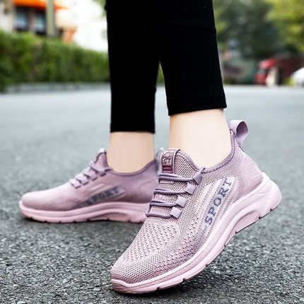 Sneakers 2025 New Fashion Wedge Platform Plus Size Casual Sports Shoes Women Lace-up Mesh Breathable Women's Vulcanized Shoes