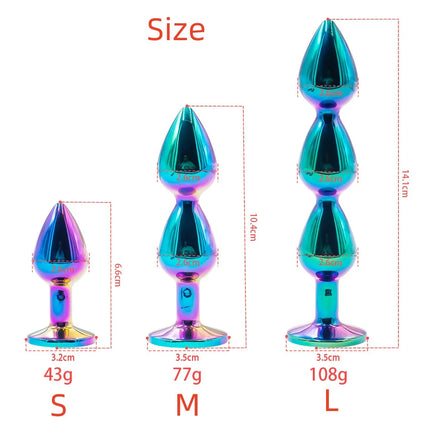 Colorful Anal Plug Rainbow Butt Plug Metal Anal Sex Toys Dildo Anal Beads 3 size for Choice Sex Toys Drop Shipping
