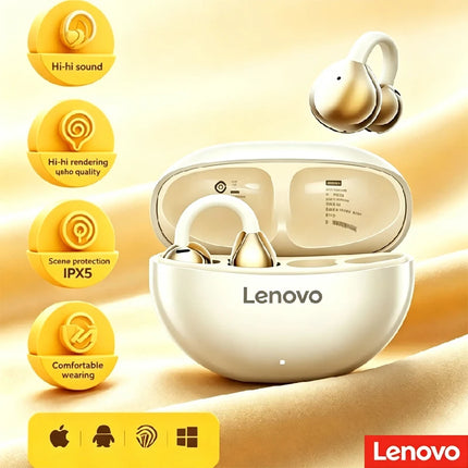 Original Lenovo TA410 TWS Panoramic Sound Effects Wireless Earbuds Ear Clip Bone Conduction With Mic Bluetooth 5.4 Headphones