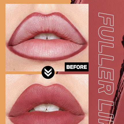 With Silicone Brush Lip Liner Pen Double-head Automatic Silky Soft Coffee Brown Smudging Full Lip Shape Outline Contour Makeup