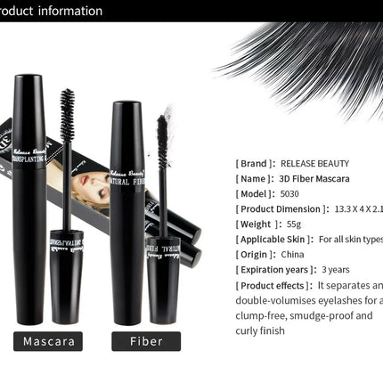 3D Lash Volumizing Mascara 2-Piece Set, Lengthening & Curling Effect, Waterproof Smudge-Proof for Dramatic Long Lashes, Black