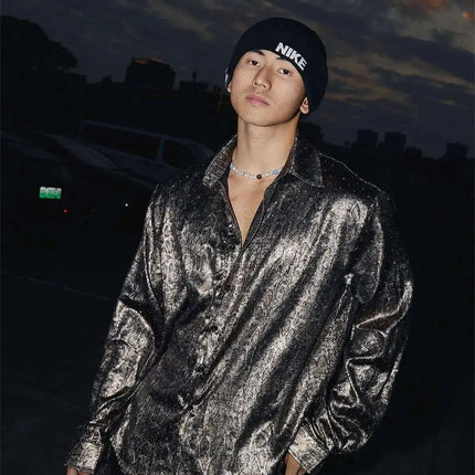 FEWQ Fashion Men's Shirts Turn-down Collar Long Sleeved Pattern Design Casual Single Breasted Loose Male Tops Spring 24K2996