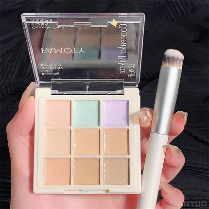 9Color Concealer Palette Full Coverage Concealer Cream Waterproof Covers Acne Mark Dark Circles Brighten Face Base Korean Makeup