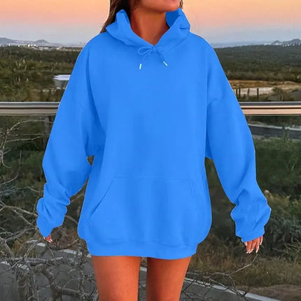 2026 New spring women Fleece Hoodie Solid Color Hooded Korean Fashion Women's Hooded Sports Sweater Casual Loose Pullover Hoodie