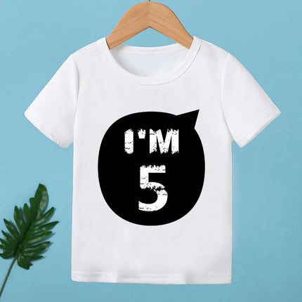 2025 Children Happy Birthday I'M 1 2 3 4 5 6 7 8 9 Years Number Print Funny T-shirts Boys & Girls Baby Tops Kids Summer T shirt