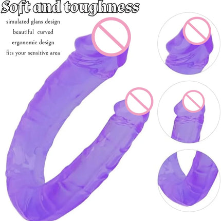 1PC Pink Soft Jelly Double dildo Vaginal Artificial Sex Toy Store Couple Female Gay Masturbator Anal Plug U-shaped