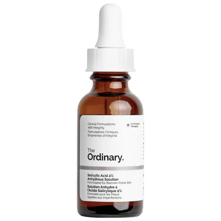Salicylic Acid 2% Anhydrous Solution 30ml Remove Dirt Impurities Skin Surface Exfoliating Effect Minimise Appearance of Pores
