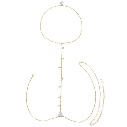 Sexy and fashionable water droplet pendant back chain nightclub party charm women's body chain