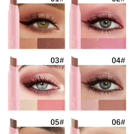 Two-Color Eyeshadow Stick Six-Pack Set Box, Highlighter Eyeshadow Pen, One-Swipe Application, Waterproof, Long-Lasting, Fine and Non-Smudging Eyeshadow Pen