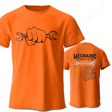 Men's T-Shirt Tops Mechanic Hourly Rate Unique Tee Shirt Male T-shirt Car Fix Engineer Graphic Design T-Shirt Clothing Gift Idea