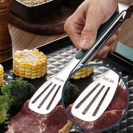 304 Stainless Steel Food Tongs Non-Slip Kitchen Clamp for Meat Salad Bread Barbecue Grill Buffet Cooking Tool Accessory