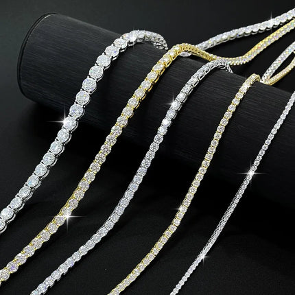 New D VVS1 925 Sterling Silver Moissanite Tennis Necklace Original with GRA Bracelets for Women Man Sparkling Party Jewelry