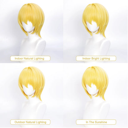 Cosplay Wig Cos Kurapika Anime Wig Short Yellow Synthetic Wig with Bangs Cosplay Wig Anime Wig Man Daily School
