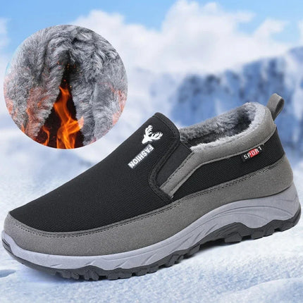 Men's Tennis Shoes Warm Breathable Soft-Soled Non-Slip Casual Shoes Plus Velvet Comfortable Slip-On Walking Winter Vulcanized Shoes
