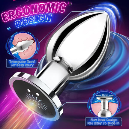 Vibrating Anal Plug Vibrator Remote Control 10 Powerful Vibrations Prostate Massager with Flashing Light Base Sex Toy for Couple