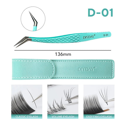 DIYDAY Anti-Slip Tweezers, High-Density Fiber Tip for Eyelash Extensions & Eyebrow, Professional Precision Beauty Tools