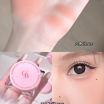 Gegebear Soft Blush Cream Tender and Multi-color Korean Style Contouring Lip Gloss Multi-purpose Rouge Cream