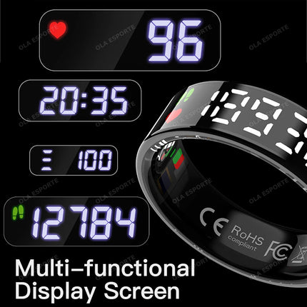 New LED Display Screen Smart Ring 2026 Men Women Heart Rate Sleep Monitoring GPS Motion Real Time IP68+5ATM Waterproof Smartring