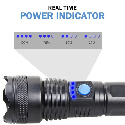 High Power LED Tactical Flashlight Rechargeable Light  Bright Telescopic Zoom Handheld Hunting Torch Light for Emergency Hiking