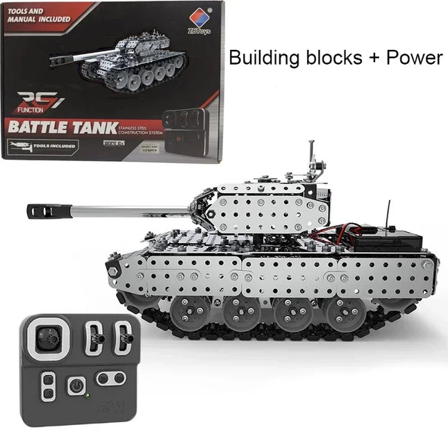 RC Tank DIY Stainless Steel Assembled SW (RC) 06 Metal Model Precision Mechanical Assembly Building Blocks Toys