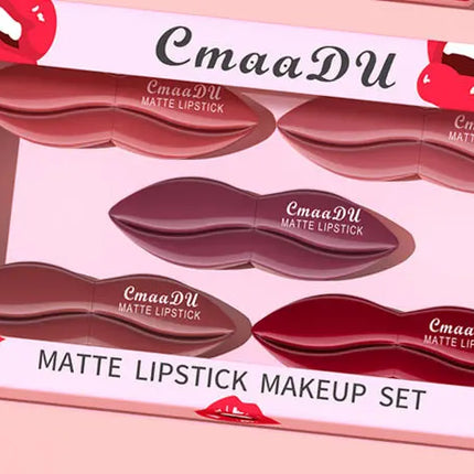 5pcs Matte Lipstick Makeup Set Super Smooth Texture Long Lasting Lipstick Kit High Pigment Sexy Lip Stick with Perfect Gift Box