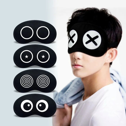 Cute Expression Black Blackout Eye Mask Women Girl Men Office Travel Essential Gift Unisex Funny Cartoon Nap Time Sleep Eye Mask