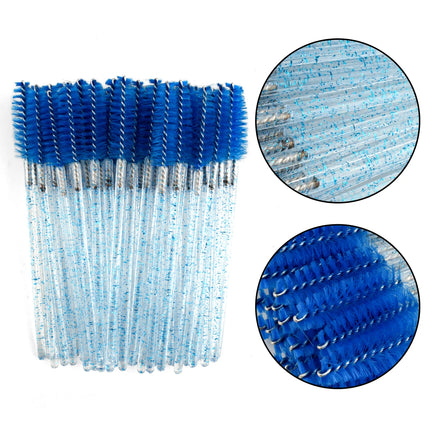 Lanjinglin 50/100Pcs Makeup Eyelash Brushes Crystal Eyebrow brush Diamond Handle Mascara Wand Applicator Lashes Extension Tools