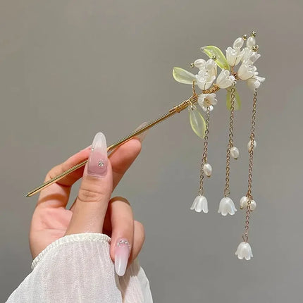 New Chinese Style Hair Stick for Women Flower Tassel Hairpin Women Ancient Style Hair Stick Ornament Hair Insert Accessories
