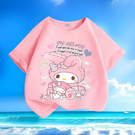 Limited Time Low Price Kuromi Kids T-Shirts | Trendy Summer | Cute Cartoon Crew Neck Loose & Versatile Tops for Boys & Girls